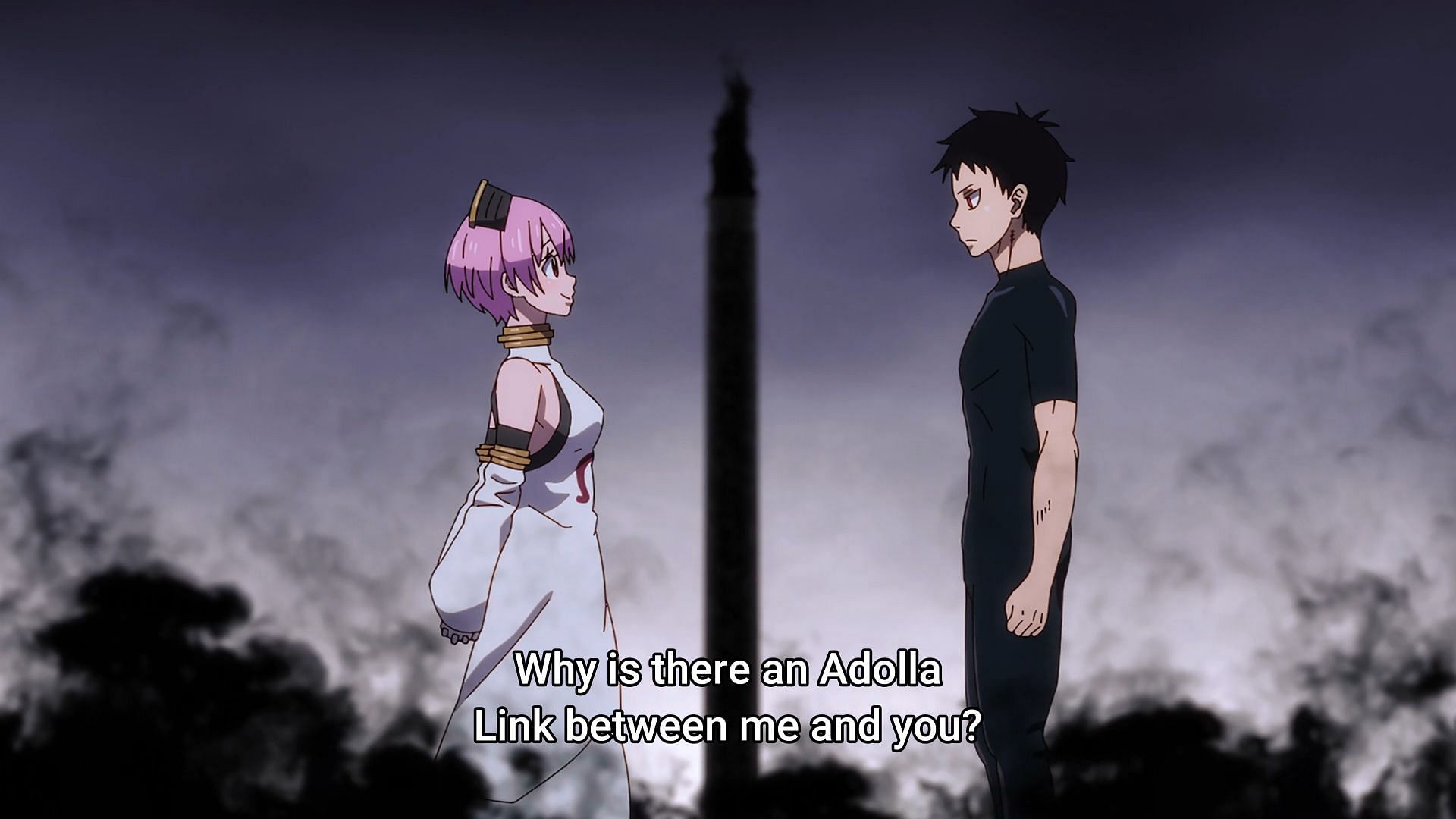 Shinra and Inca have an Adolla Link in this episode (Image via David Production)